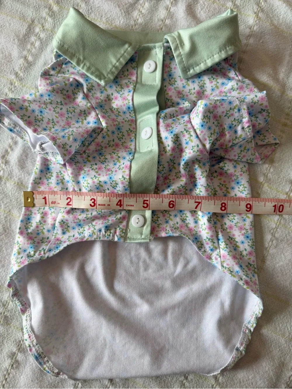 Floral Button-Up Dog Shirt with Mint Trim